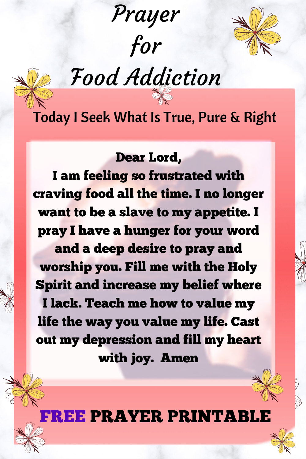 prayers for food addcition 